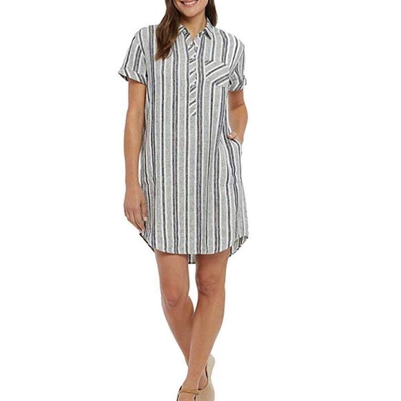 Adrienne Vittadini Dresses & Skirts - Adrienne Vittadini Linen striped dress Medium